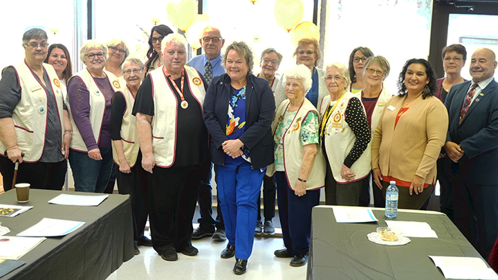 Members of the Two Hills Hospital Ladies Auxiliary Society recently celebrated the society’s 55th anniversary along with AHS staff and representatives of the provincial government, the Town of Two Hills, and the County of Two Hills. Shown, from left, are; Susan Frankiw, Sherri Jackson (AHS), Emily Lypka, Debora Okrainetz (AHS), Gisele Weir, Tammy Shapka (AHS), Leona Ewanchuk, Two Hills Town Councilor Arnold Romaniuk, Fort Saskatchewan – Vegreville MLA Jackie Armstrong-Homenuik, Pat Marcichiw, Margaret Gorsline, Audrey Mackney, Elsie Choban, Deborah Gray, Claudette Gorgichuk, Eli Myhovich (AHS), Tammy Tarkowski (AHS) and Two Hills County Reeve Don Gulayec.