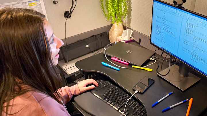 Registered Psychiatric Nurse Maisy Osadczuk does a mock intake-assessment call for the Virtual Opioid Dependency Program.