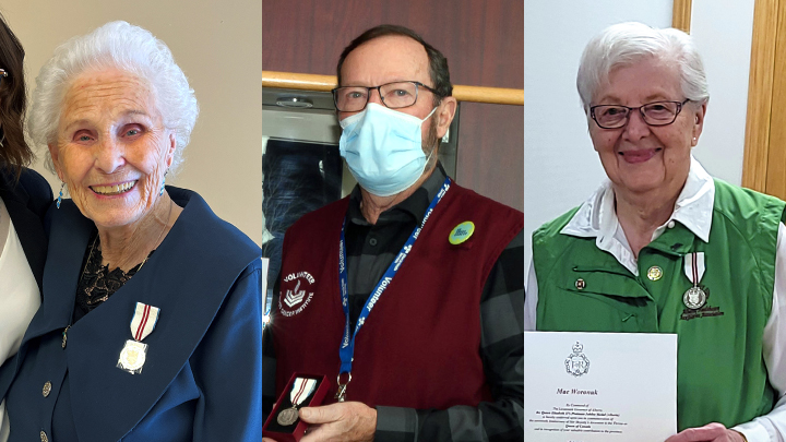 AHS’ volunteers and recipients of the Queen Elizabeth II Platinum Jubilee Medal also include, from left: Jeanne Jensen, Jim Retallack and Mae Woronuk.