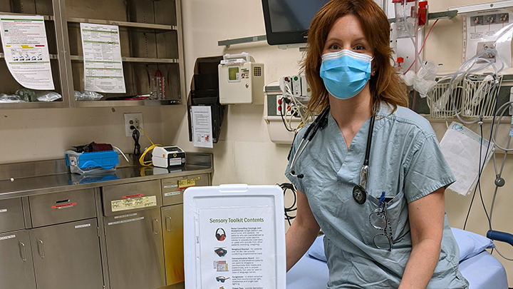 Respiratory therapist Andrea DeJong shows one of the sensory kits she helped to create for WestView Health Centre in Stony Plain.