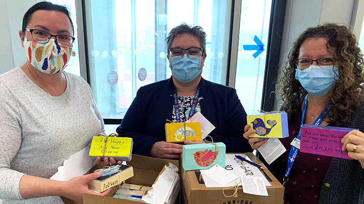 Handmade 'Wishing Day' crafts presented to patients by Lethbridge students