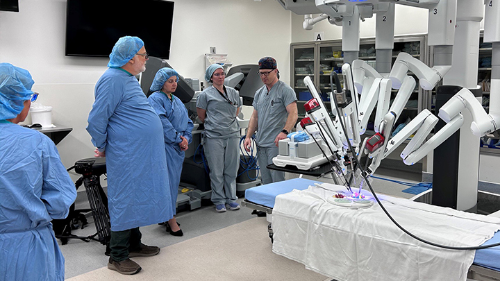 The da Vinci Xi Robotic Surgical System, in the foreground, allows for much smaller incisions and an easier recovery for patients like Cliplef.